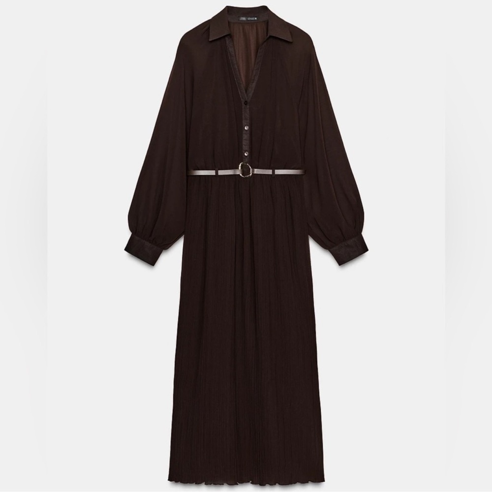 Zara Pleated Belted Dress